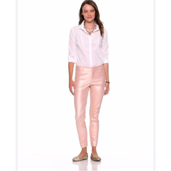 Old Navy Mid-Rise Coated Pixie Ankle Pants for Women Metallic Rose Gold Size 4 - Picture 1 of 13